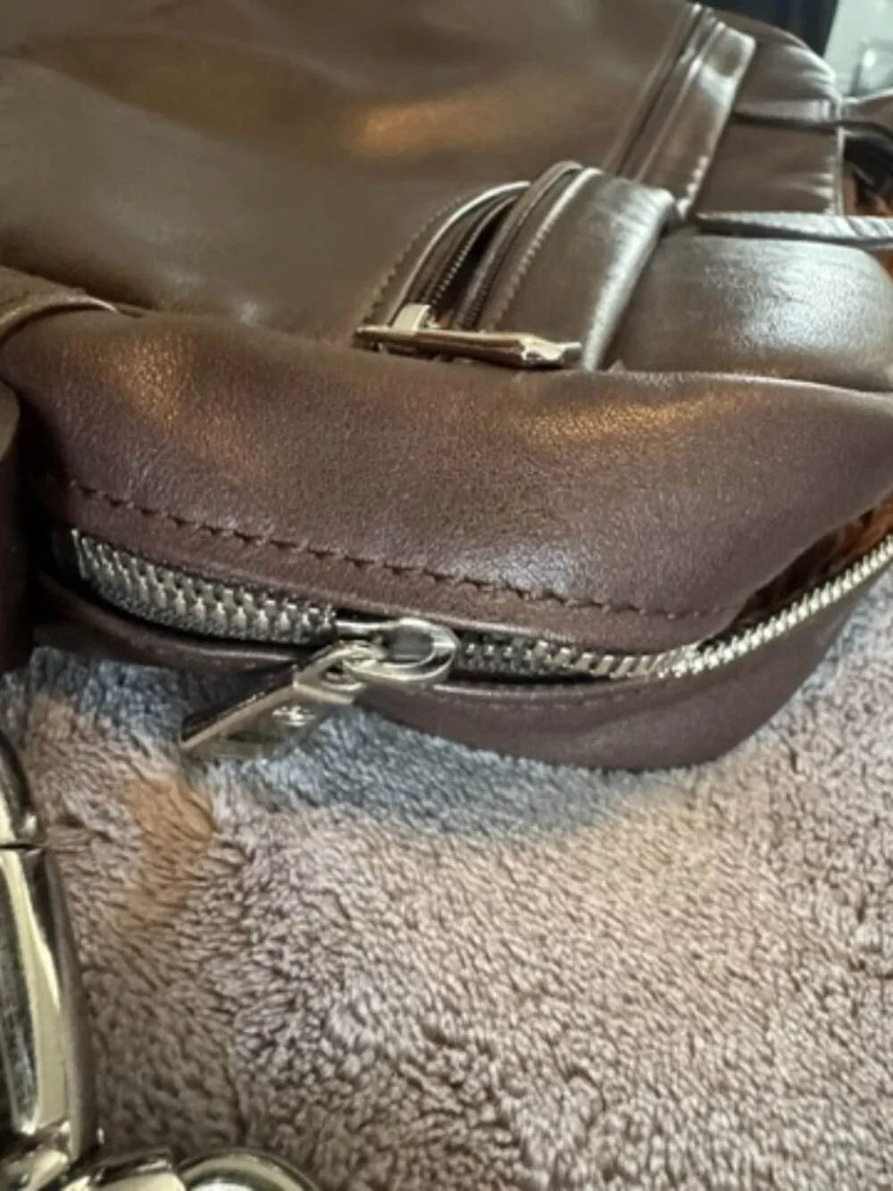 LONGCHAMP Brown Leather Briefcase Laptop Bag Messenger